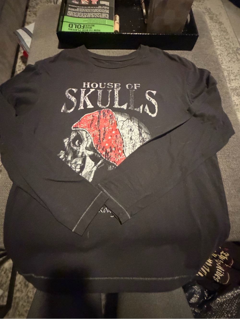 Cremieux House of Skulls Men's Long Sleeve Graphic Shirt - Black with Red Accent